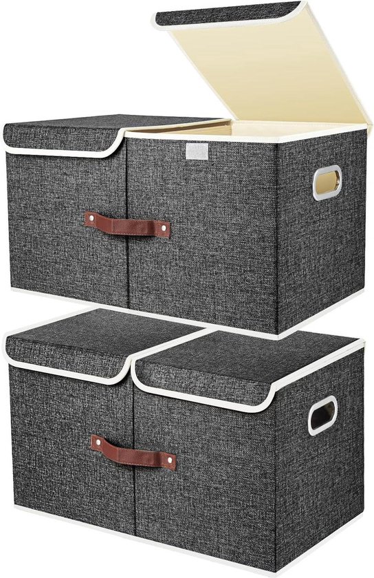 VENO 102 liter grote opbergtas, opbergdoos met deksel, sterke handgrepen, verhuiszakken met ritssluitingen, alternatieve verhuisdozen, opvouwbare kledingopslag (grijs, verpakking van 2