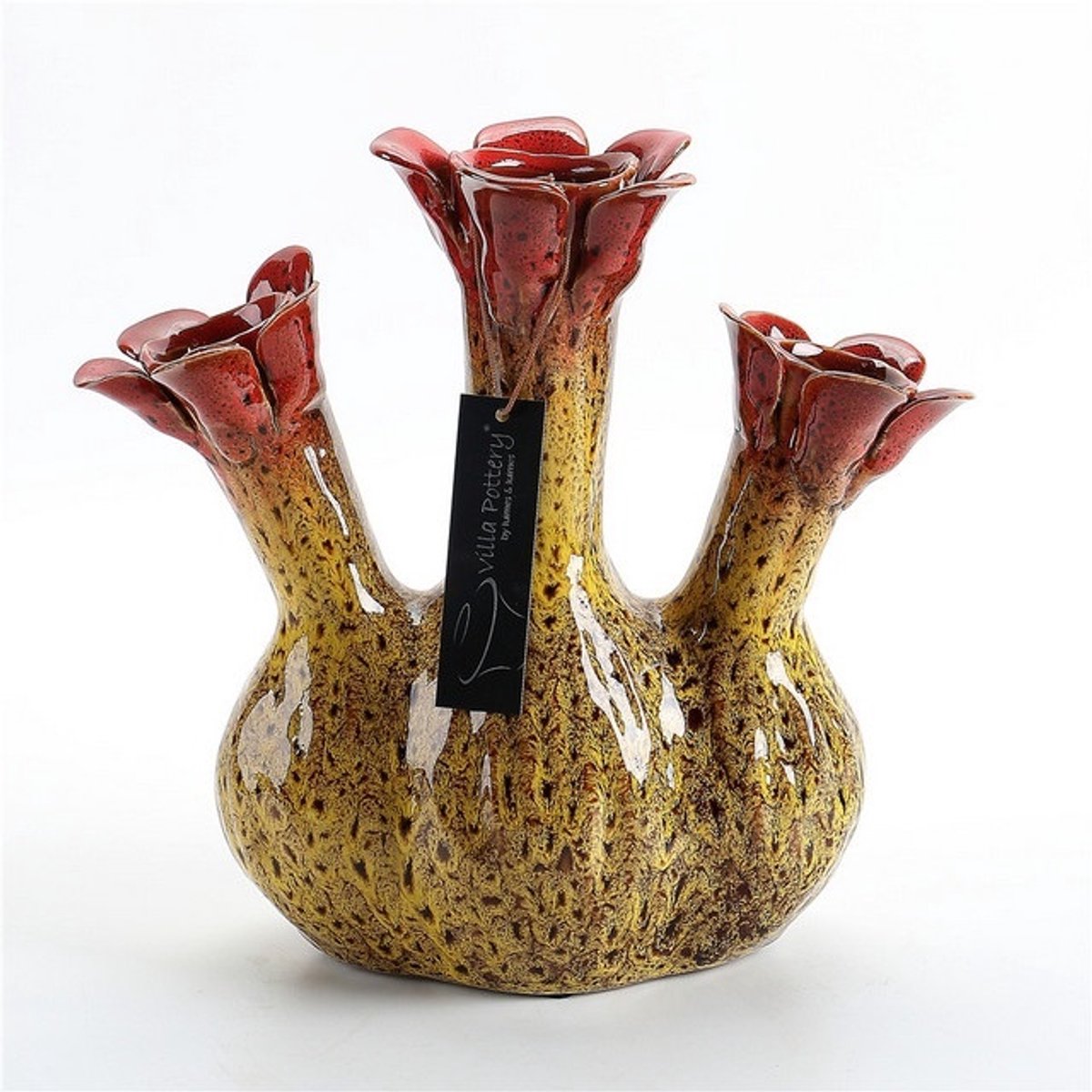Villa Pottery Gele 3xtuit Vaas Quito 25x12x24 Hoog rood