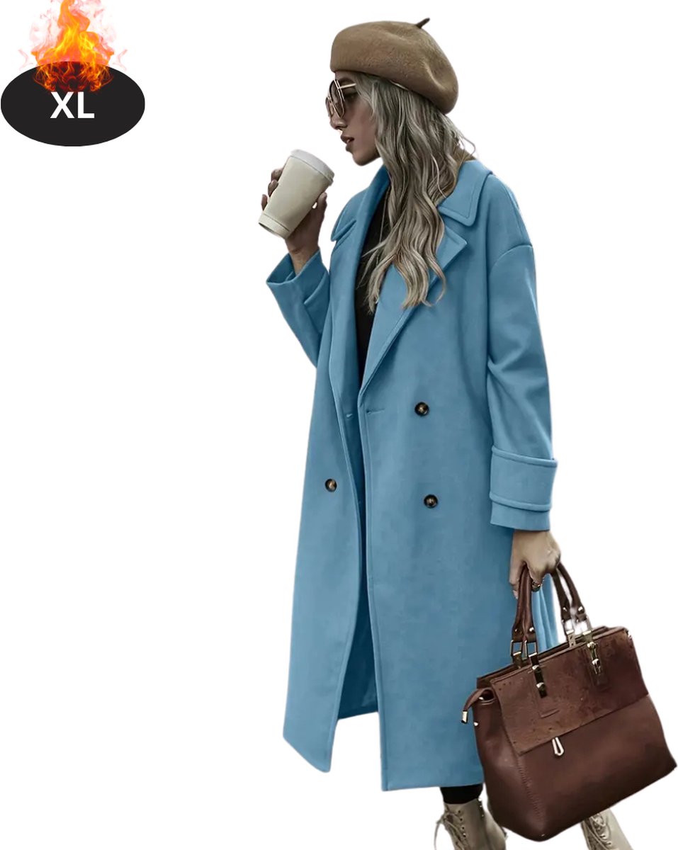 Bovista Mantel Dames Tussenmantel Jas Mantelpakje Trenchcoat Overjas Overcoat Winter Hemelsblauw