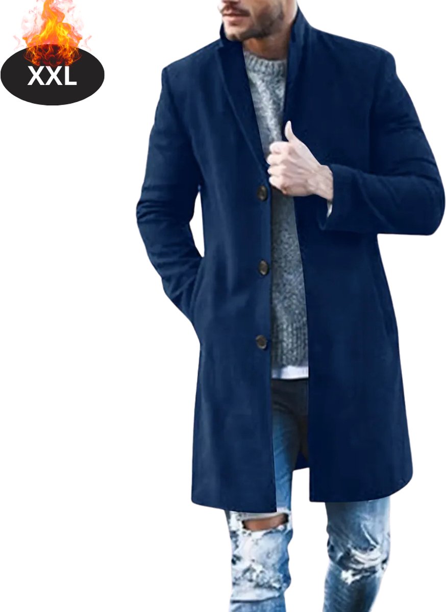Bovista Mantel Heren Tussenmantel Jas Mantelpakje Trenchcoat Overjas Overcoat Winter Blauw