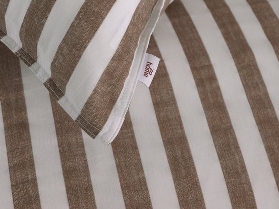 Zohome Dekbedovertrek Banda-di-Lino - Bedlinnen met Strepen - 240x220 - Taupe - Dekbedhoes van 100% Katoen — afbeelding 4