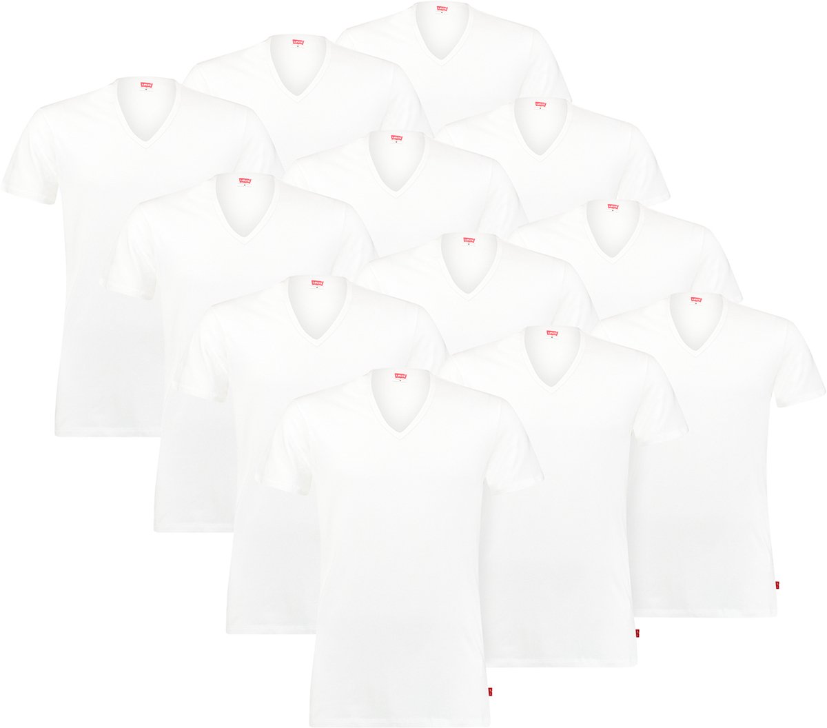 Levi’s 3P V-hals shirts basic S Wit