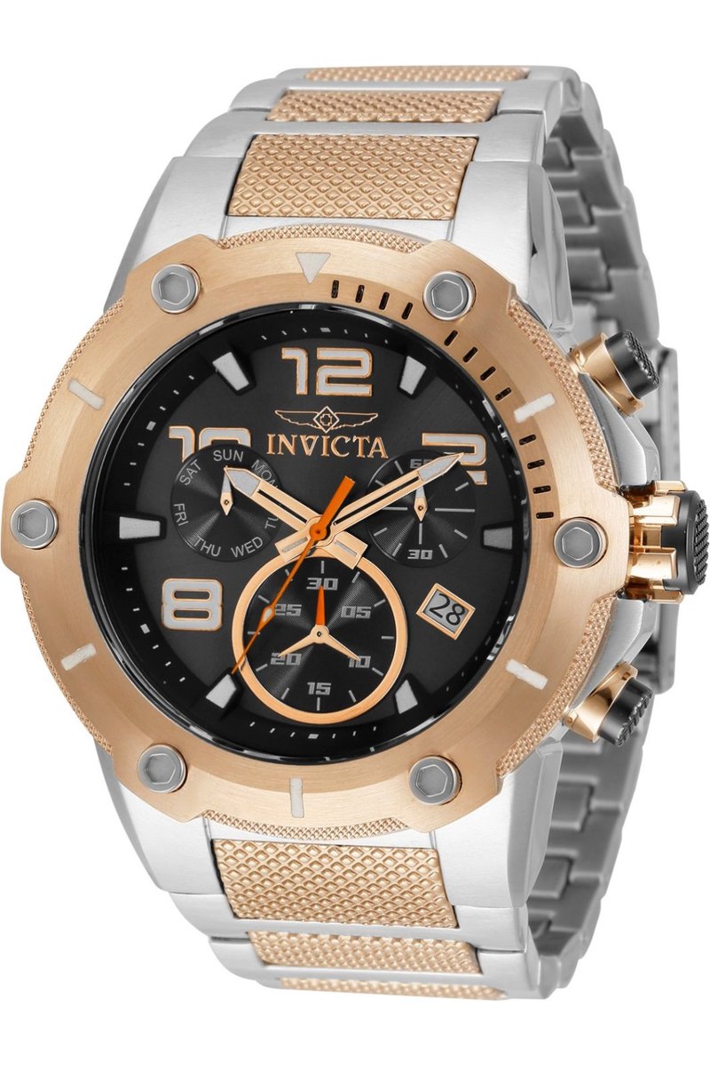 Invicta Speedway 33282 Heren Horloge - Waterdicht - Analoog - Quartz Uurwerk - Roestvrij Staal met zwarte Wijzerplaat - 51mm