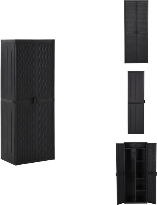 Tuinkast met 3 schappen 68x40x168 cm grijs en zwart kopen