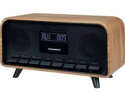 Bluetooth wekkerradio - THOMSON - Vintage Cosy - 30 W, FM-radio, dubbele wekker, LCD-scherm, USB-C-oplader, voeding. 230V