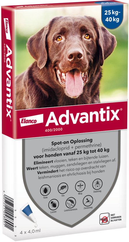 Bayer Advantix Vlooien & Teken Pipetten - Hond 25+ kg - 4 stuks