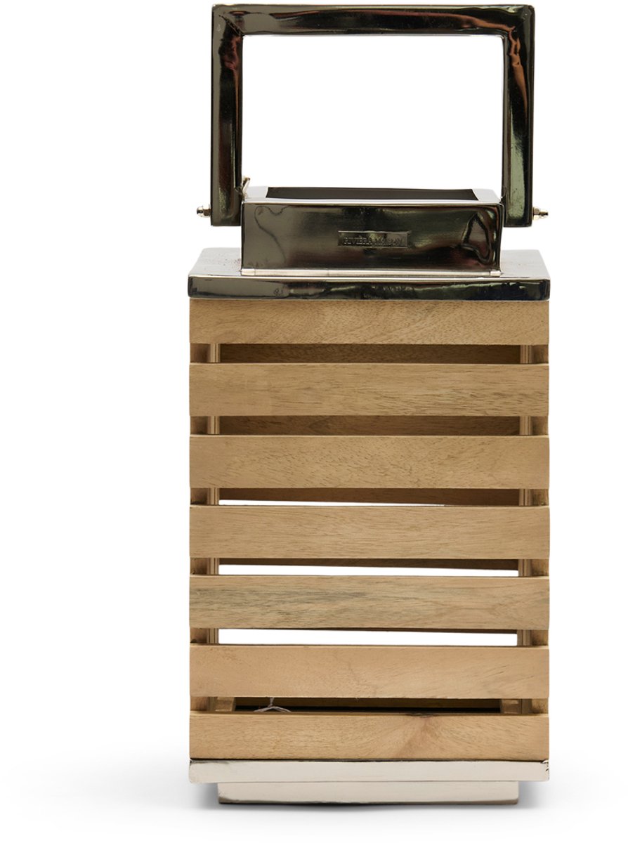 Riviera Maison Windlicht rechthoekig Naturel - Austin Kaarsenhouder groot - ijzer, Hout