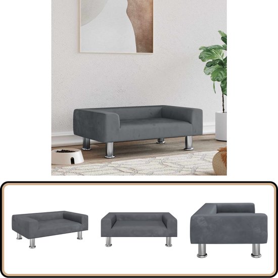 vidaXL Donkergrijze Fluwelen Hondenmand - 70x45x26,5 cm Hondenbed - Hondenmand - Velvet Hond Bed - Donkere Grijze Hondenmand - Klein Hondenbed
