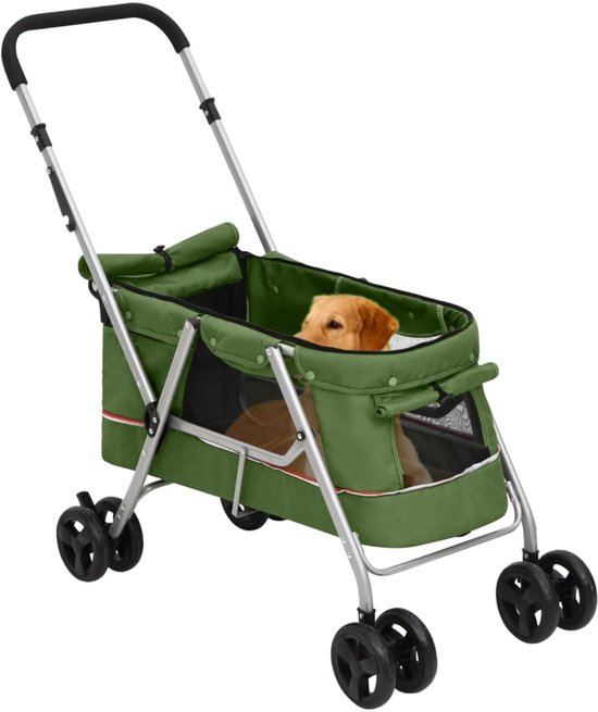 Poussette pliable pour chien - Vert - vidaXL x 49 x 96 cm Poussette pour chien - Poussette pour chien - Chariot pour chiot - Panier de transport