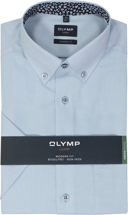 VENTI modern fit overhemd, korte mouw, dobby, blauw