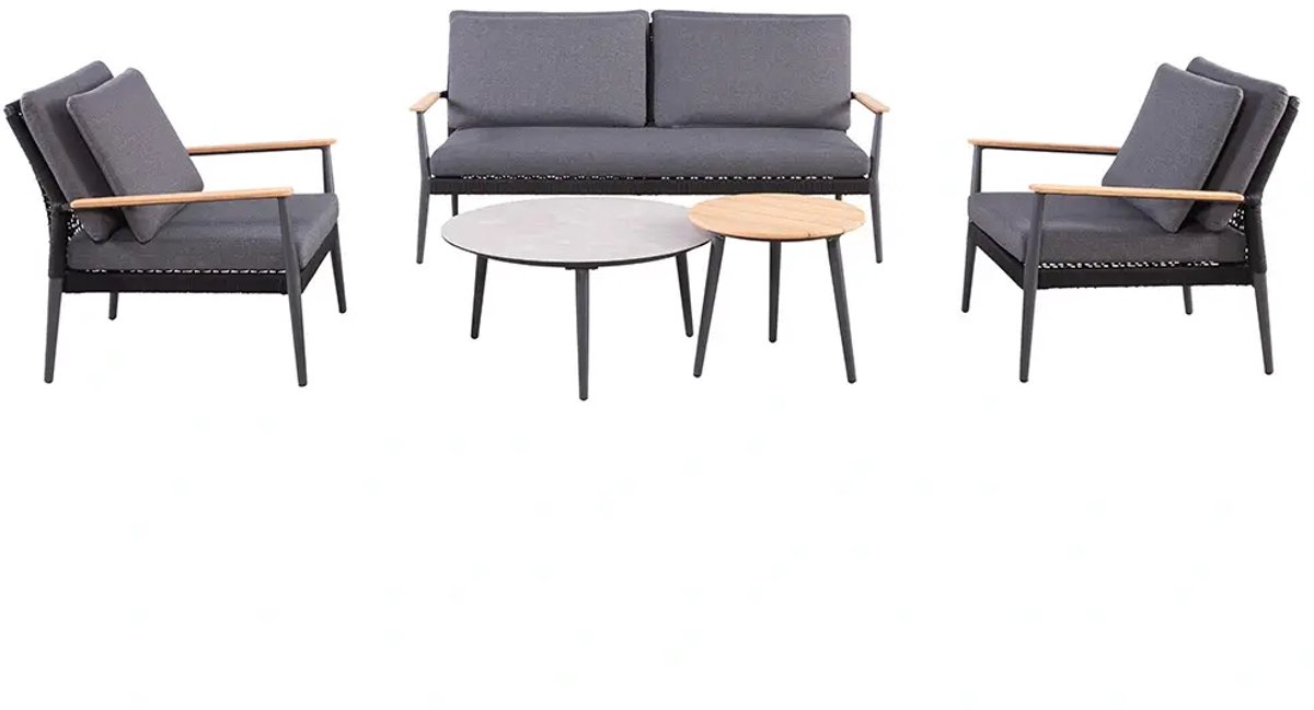 Moderne antraciete tuinset met comfortabele sofa lounge.