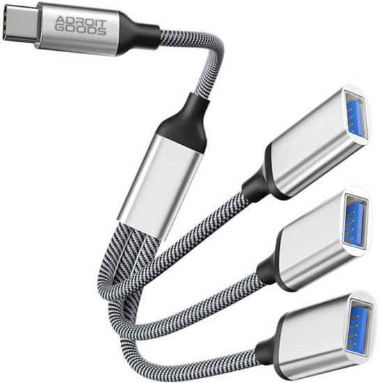 Câble Chargeur 2-en-1 USB-A Vers Double USB-C, 1,2m, Nylon Tressé - Charge Rapide 5A Deux Appareils