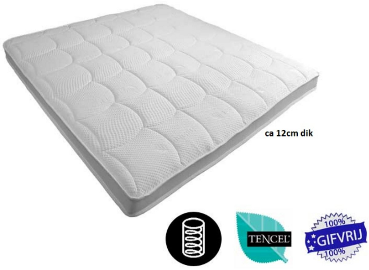 Nessa® 80x200 Tencel topper NASA traagschuim XXL 12cm dik Wit