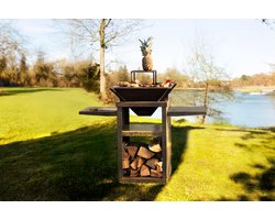 GoedMetVlees Grill Royal - BBQ - Plancha - grill - cortenstaal - vuurtafel vierkant - bakplaat - vuurschaal - buitenkeuken -