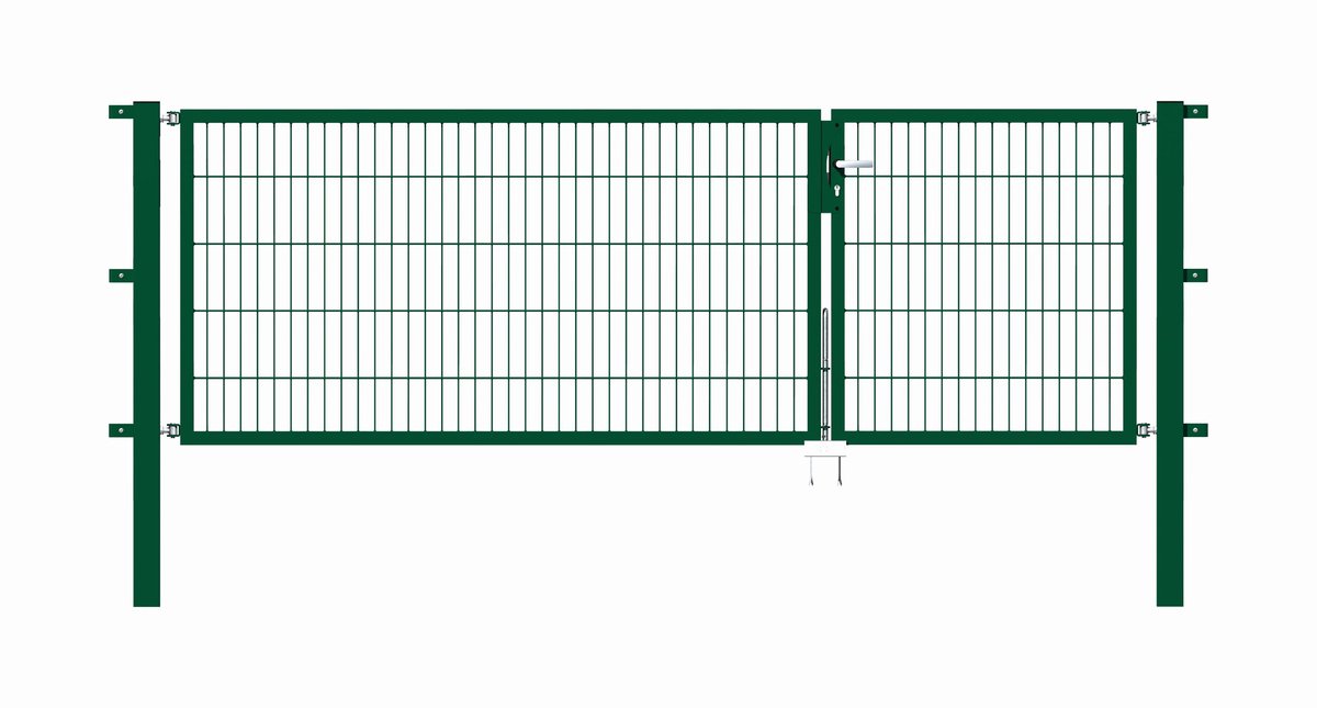 Alberts 646615 Dubbele poort Flexo met toebehoren, groen, breedte 100 + 200 cm, hoogte 100 cm