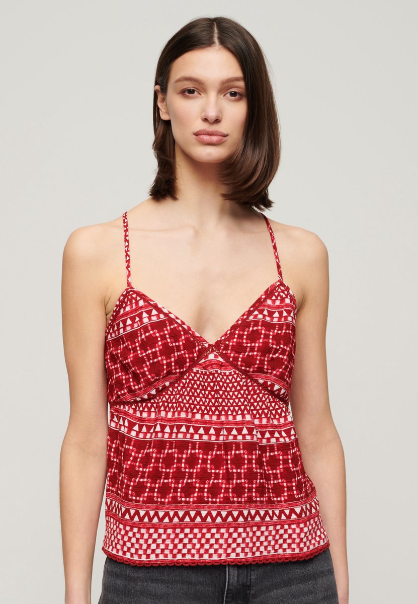 Superdry Geweven camitopje met print Dames Tops Rood