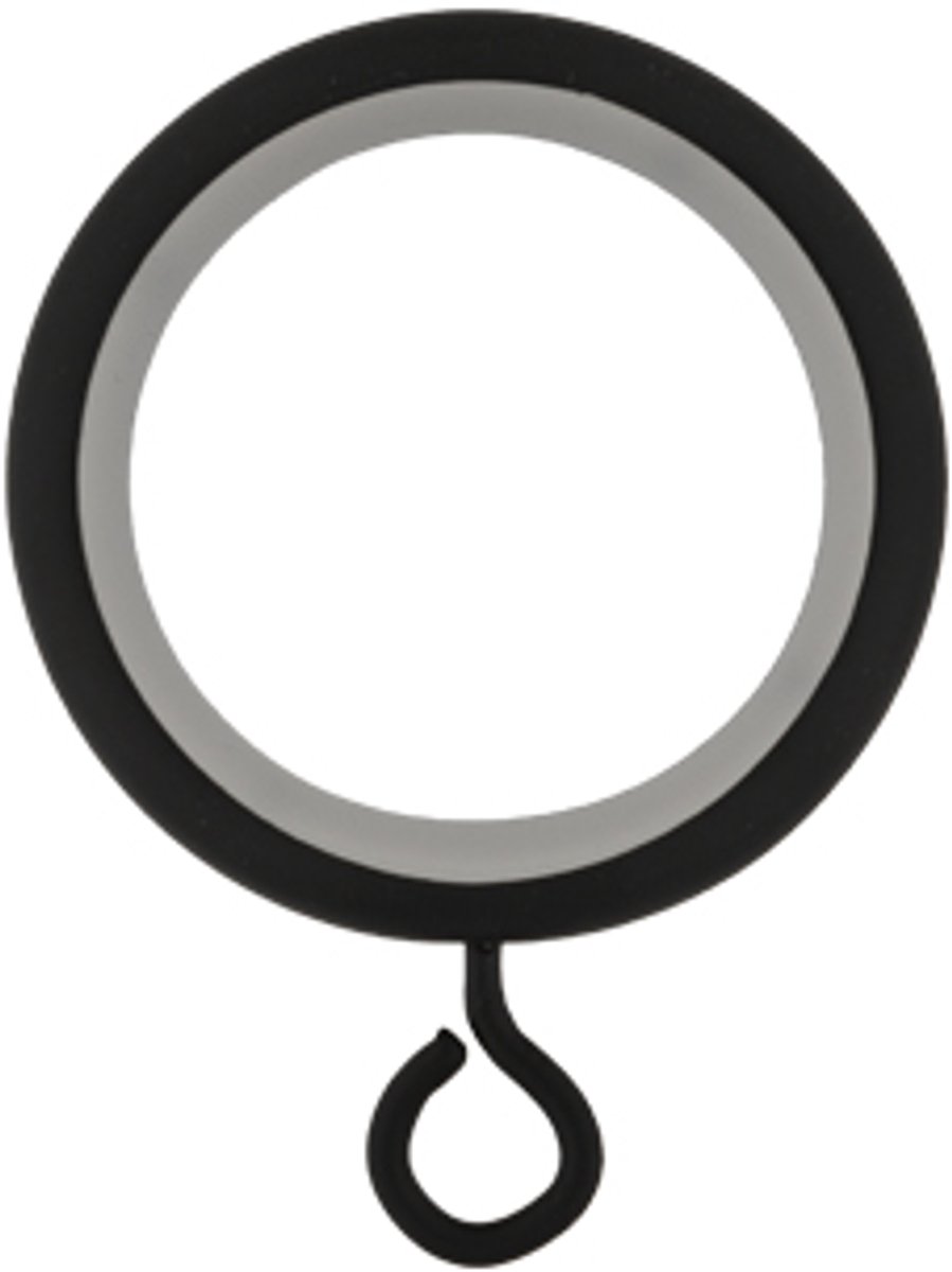 Gordijnringen met kunststof binnenring – Ø28mm – 10 stuks – zwart