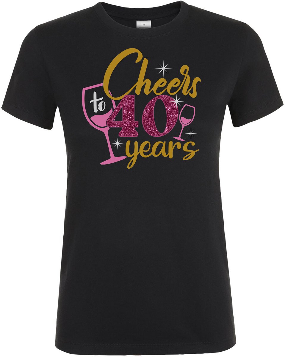 Cheers To 40 Years T-shirt - Dames T-shirt - Verjaardag en feest cadeau - Cadeau tip - 40 jaar cadeau - 40 jaar - T-shirt - 1985 - Heren - Vader Cadeau - Mama - Maat L