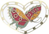 Behave Broche hart met vlinder rood en wit emaille 4 cm