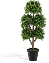 COSTWAY Buis artificiel 115 cm, plante artificielle avec 5 boules, plant décorative en pot, arbre à boules, plantes vertes, arbre artificiel, plante d'intérieur, décoration, pour maison, bureau, jardin, véranda, vert