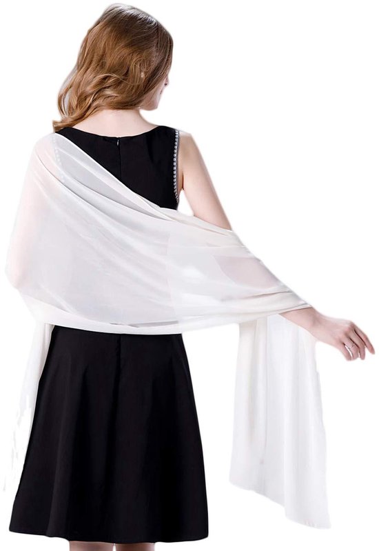 Sjaal Dames - Omslagdoek - 175x70 cm - Zacht & Huidvriendelijk - Glans Van Zijde - Dunne Omslagsjaal - Modesjaal - Zachte Chiffon Sjaal- Stola - Neksjaal - Dames Sjaal - Omslagdoek Sjaal Lang Satijn - Cadeautje - Elegante - Abrikoos - 175*70cm