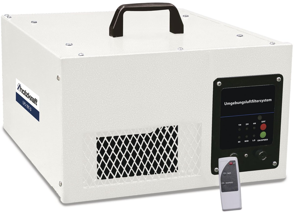 Luchtfiltersysteem 3 volumestromen 595 / 680 / 765 m³/h filtert 99% 5 micron 0,1 kW 230V Holzkraft LFS101-3