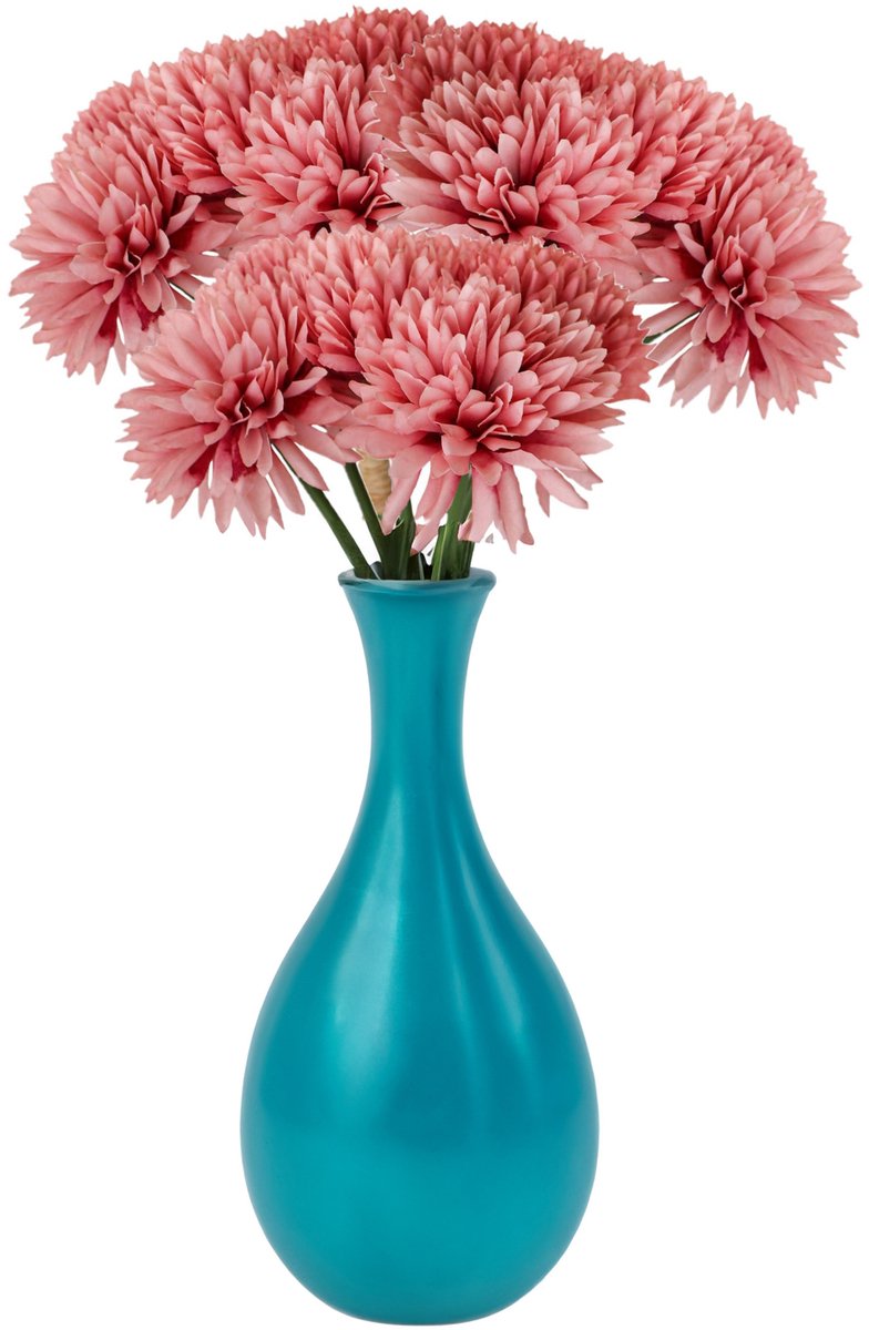 Chaks Kunstbloemen boeket dahlia - 3x - roze - 26 cm - bloemstuk - onderhoudsvrij