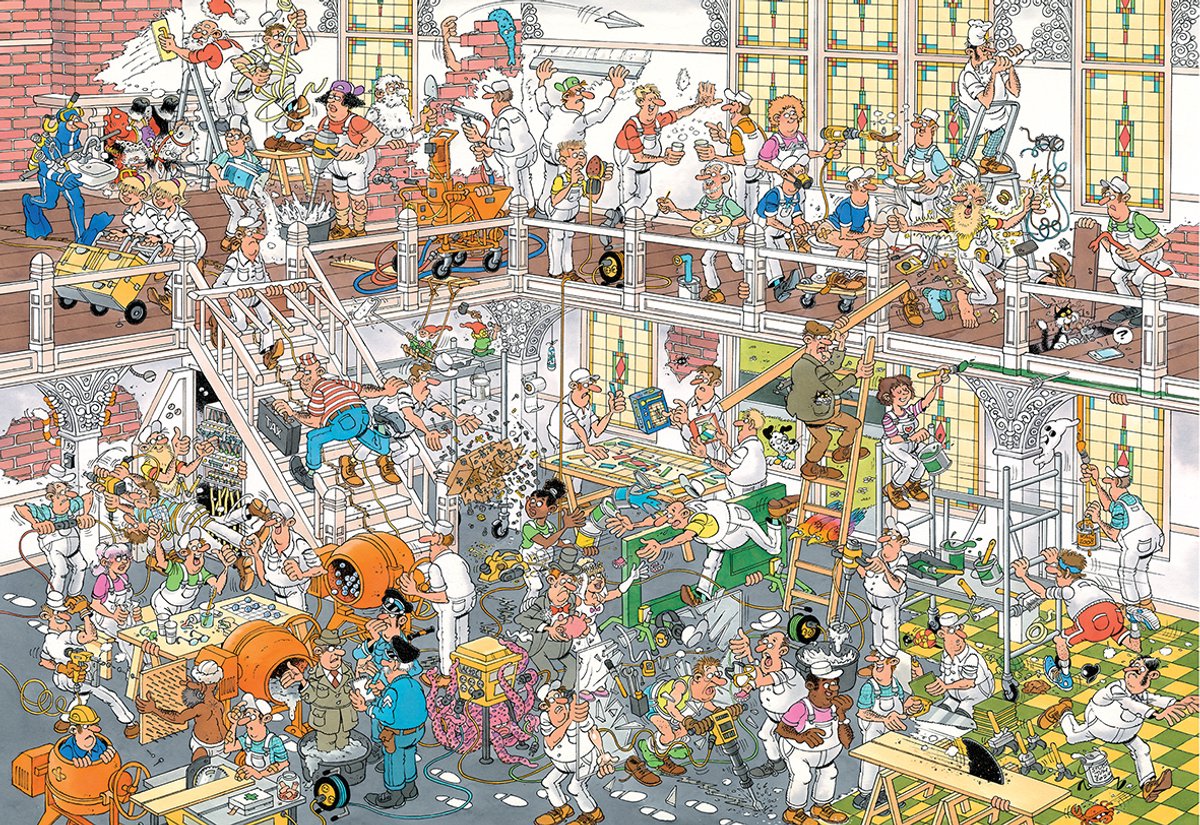 Jan van Haasteren De verbouwing - Puzzel 3000 stukjes volwassenen - Legpuzzels — afbeelding 3