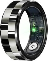 WizBay Premium Select® Smart Ring Zwart Zilver - Hartslag, Slaap, Bloeddruk, Zuurstof - Multi Sport Modi - Oplaadcase - Maat 8