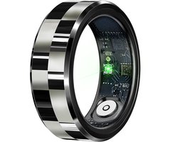 WizBay Premium Select® Smart Ring Zwart Zilver - Hartslag, Slaap, Bloeddruk, Zuurstof - Multi Sport Modi - Oplaadcase - Maat 8