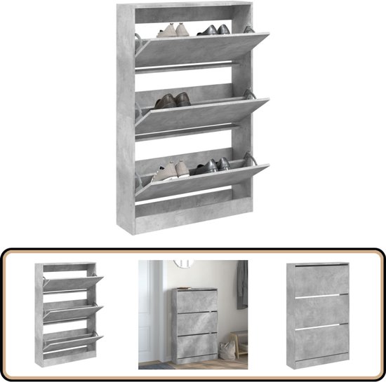 vidaXL Schoenenkast 30x35x100 cm bewerkt hout betongrijs