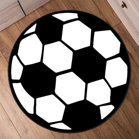 XL Voetbal Tapijt Rond - Kinderen - Bal - Kruipmat - Vloermat - Soccer - Vloerkleed - Speelkleed - voetbalkamer - Zacht - 120 x 120 CM van Louka's Home Decor — afbeelding 2