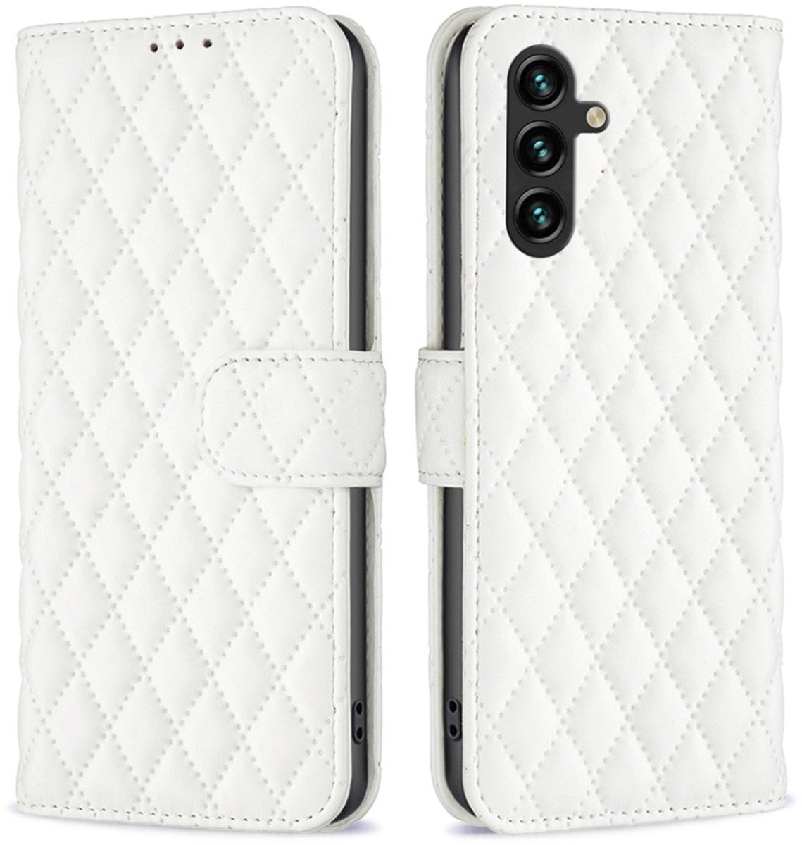 BINFEN Hoesje - Geschikt voor Samsung Galaxy A56 Hoesje - BINFEN Rhombus Book Case - Wit