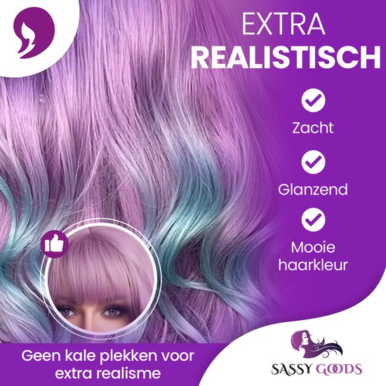 Perruque Unicorn SassyGoods - Perruques Sassy Goods pour femmes, Cheveux longs - Perruque - Lavable - Incl. Filet à cheveux - Blauw violet - 65 cm
