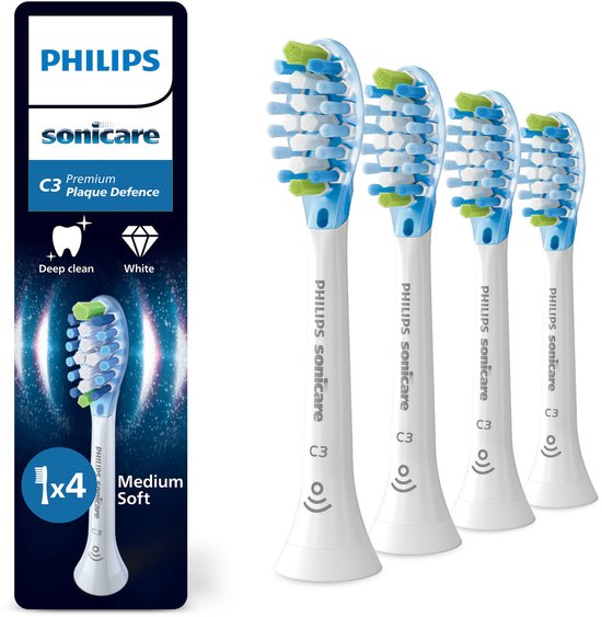 Philips Sonicare C3 Premium Plaque Defence opzetborstels, verpakking van 4.