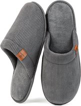 Pantoffels Heren - Sloffen - Maat 42/43 - Grijs - Corduroy - Anti-slip - Comfeet
