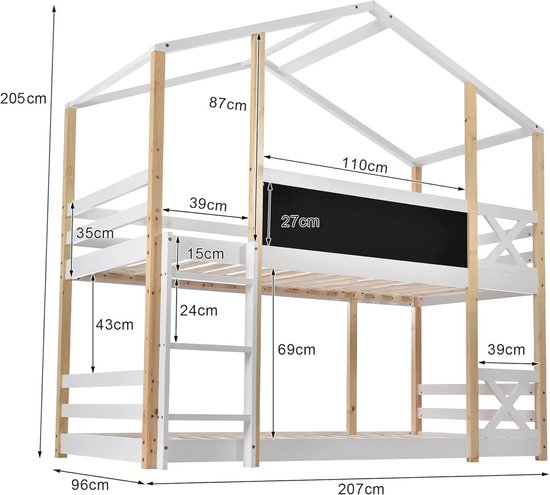 Hoogslaper, kinderbed, ruimte onder het bed voor flexibele vormgeving Hoogslaper, kinderbed, ruimte onder het bed voor flexibele vormgeving