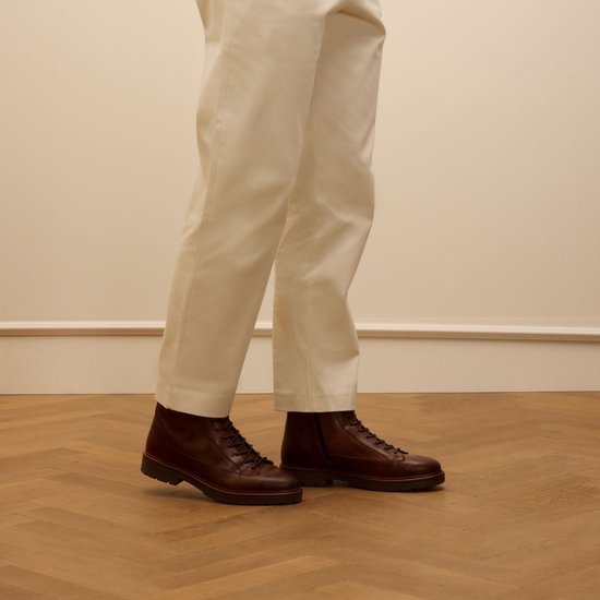 Manfield - Homme - Bottines à lacets en cuir marron - Taille 42