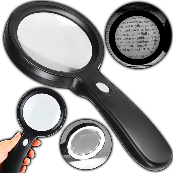 Reading magnifier with 18 LED lights 10x magnification 3 lighting modes ...