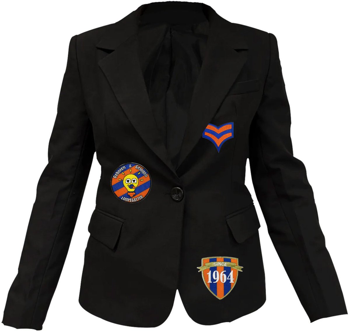 Fjesta© Lampegat jasje met emblemen - Dames - Maat L - Carnavalskleding Dames - Carnaval