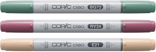 Palette vibrante Copic Ciao « LAYER & MIX », 3 pièces, Bush, Rose foncé, Jaune, Pointe biseautée/pinceau, Ronde, Encre à base d'alcool, Adulte/Enfant