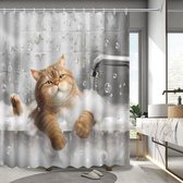 YEVDA Top linnen stof douchegordijn 240x200cm waterdicht anti-schimmel voor badkamer grijs 240x200cm