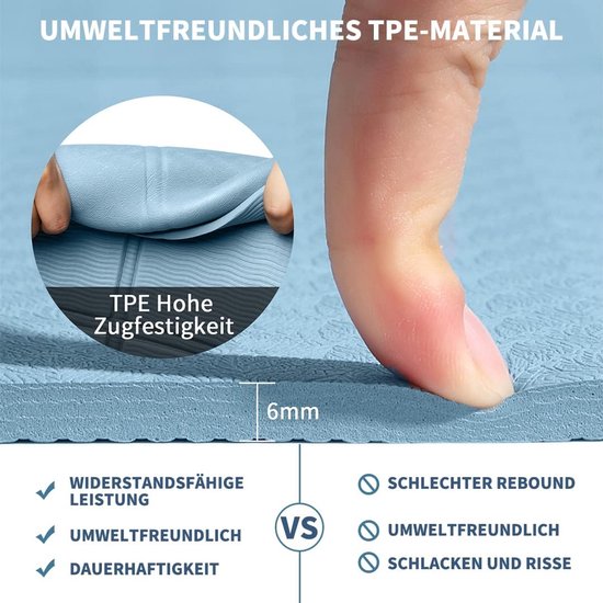 Opvouwbare Antislip Yogamat voor Fitness - Draagbaar en Lichtgewicht 183 x 61 cm van Saffrano Fitness — afbeelding 2
