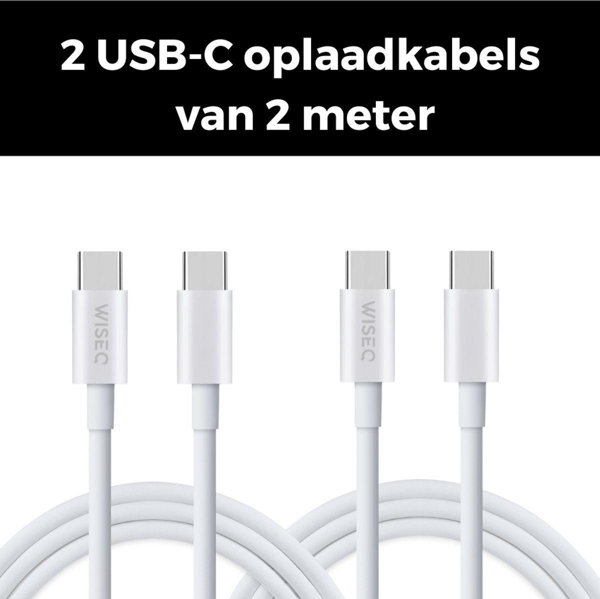 USB-C naar USB-C kabel 2m set 2x 100W snellader datakabel voor laptop tablet smartphone wit - Afbeelding 3