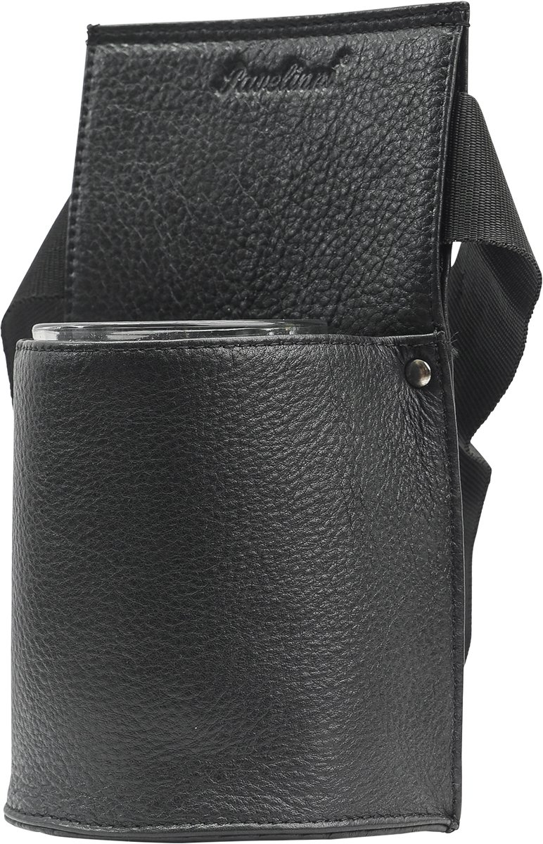 Pavelinni | Classic Line | Professionele Poetsdoek Holster | Kalfsleder | Zwart | 7x20x11 cm (DC02170ABL)