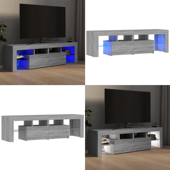 vidaXL Meuble TV avec éclairage LED 140x36-5x40 cm Chêne Sonoma gris - Meuble TV - Meubles TV - Meuble TV - Meuble Hi-Fi