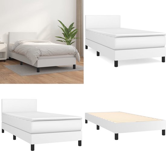 vidaXL Boxspring met matras kunstleer wit 80x200 cm - Boxspring - Boxsprings - Bed - Slaapmeubel