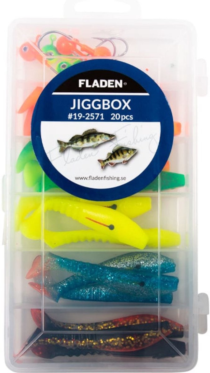 Fladen Minnow shad jigs in tackle box 80mm, 20pcs - Kunstaas Set