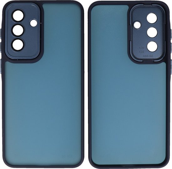 Coque pour Samsung Galaxy A56 - Transparente mate avec étui de protection pour appareil photo - Bleu marine