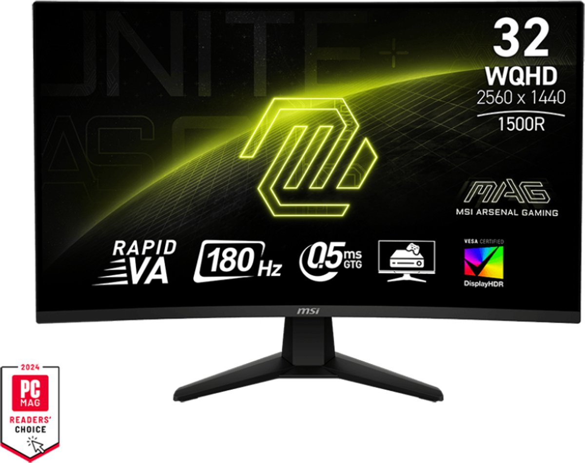 MSI MAG 32CQ6F computer monitor 80 cm (31.5") 2560 x 1440 Pixels Wide Quad HD Zwart